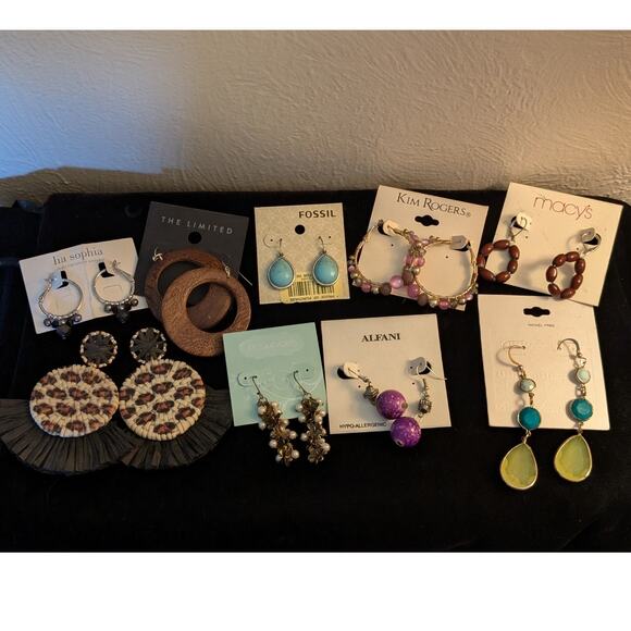 9 Pair Earring Lot Boho/Western/Dangles - Picture 1 of 8